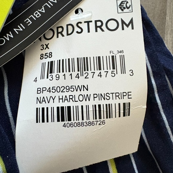 BP. The Label Nordstrom Striped womens Shorts Navy Yellow White 3X Elastic Waist - Picture 8 of 14
